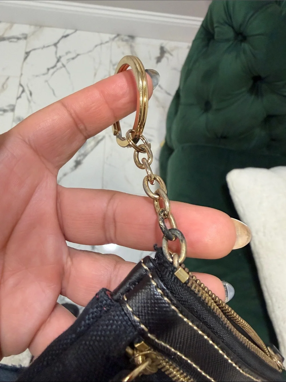 Dooney & Bourke Black Key Pouch with Gold Hardware
